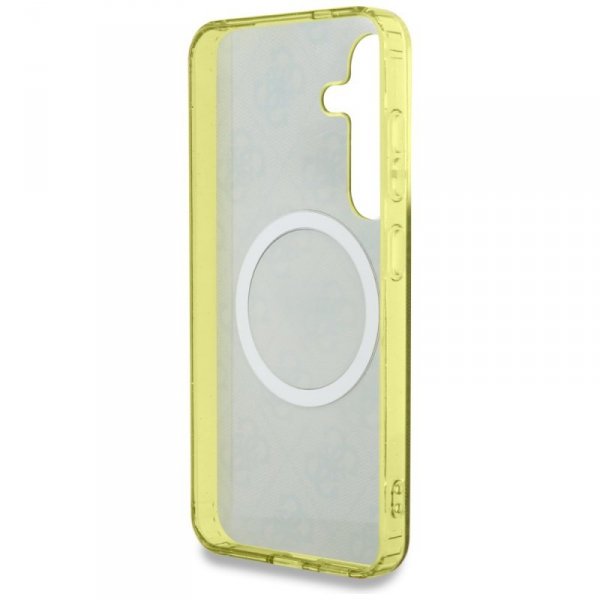 Etui Guess 4G Background Gold            Electroplated Peony Pattern MagSafe do Samsung Galaxy S25 brązowy