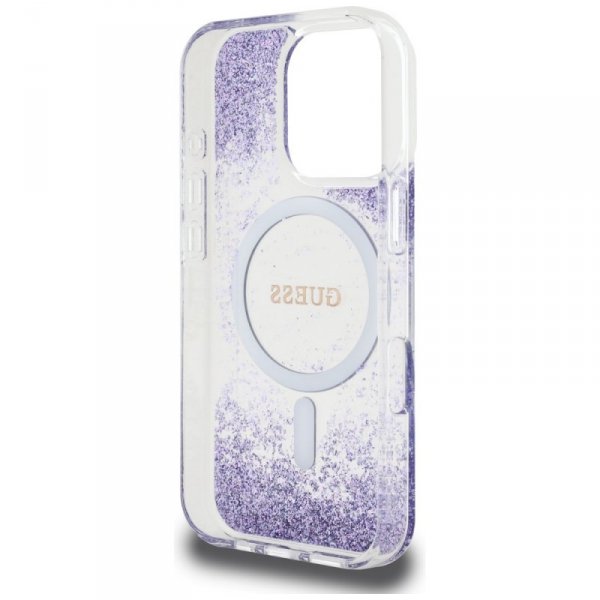 Etui Guess HC Resin Bottom Glitter do    iPhone 16 Pro MagSafe fioletowy