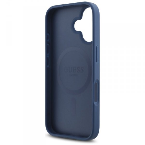Etui Guess HC PU 4G Small 4G and Classic do iPhone 16 MagSafe niebieski