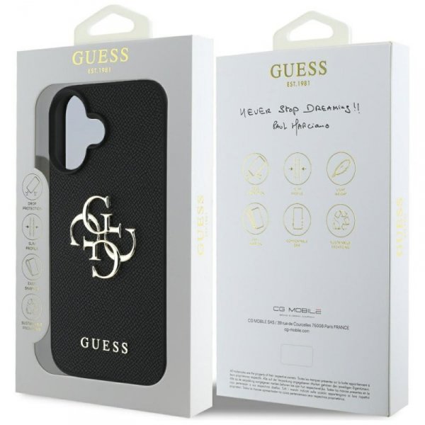 Etui Guess Grained Big 4G Logo Small     Classic Logo do iPhone 16 czarny