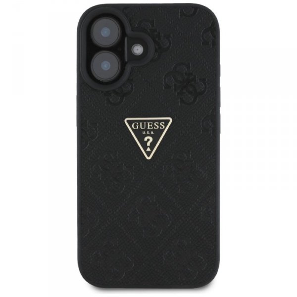 Etui Guess Hot Stamp 4G Pattern Triangle Metal Logo do iPhone 16 czarny