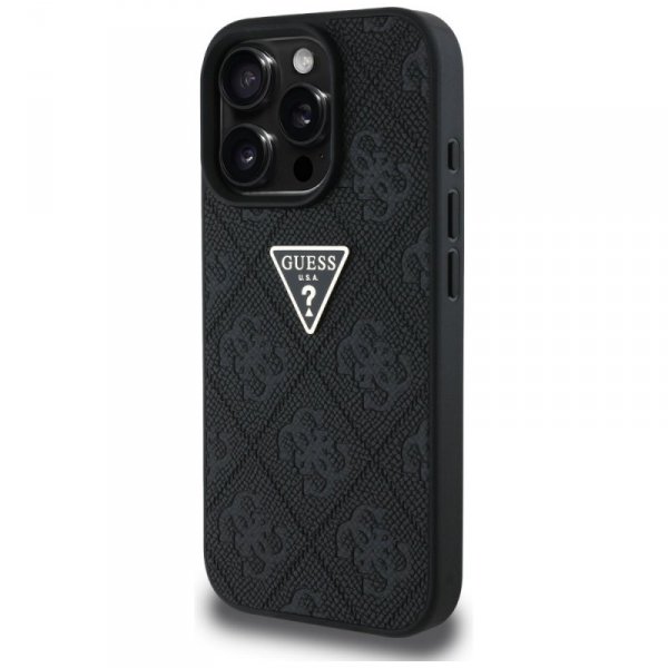 Etui Guess Hot Stamp 4G Pattern Triangle Metal Logo do iPhone 16 Pro Max czarny
