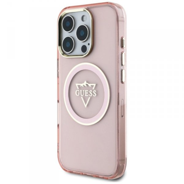 Etui Guess IML Metal Mountain Logo       MagSafe do iPhone 16 Pro Max różowy