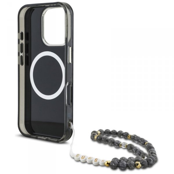Etui Guess Palm Trees Triangle Pearl     Strap MagSafe do iPhone 16  Pro Max czarny