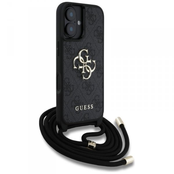 Etui Guess 4G Big Logo Cord Stap         Crossbody do iPhone 16 czarny