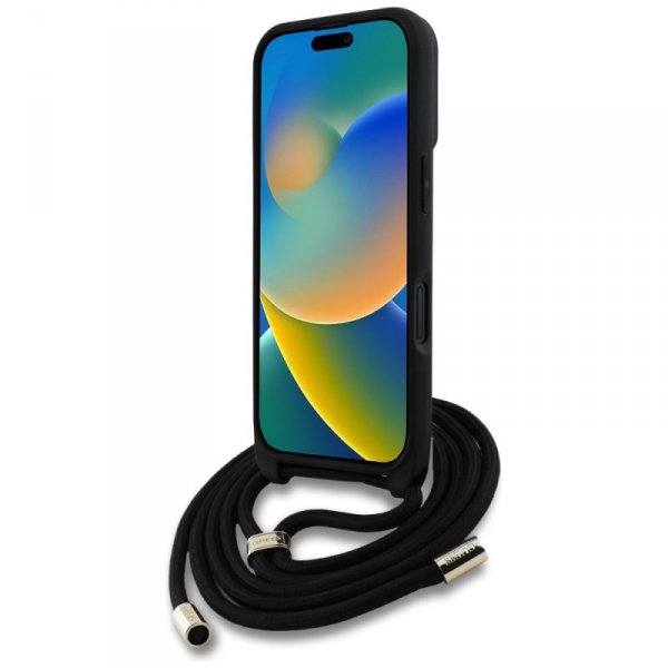 Etui Guess 4G Big Logo Cord Stap         Crossbody do iPhone 16 Plus brązowy