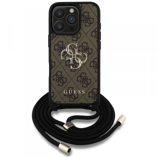 Etui Guess 4G Big Logo Cord Stap         Crossbody do iPhone 16 Pro brązowy