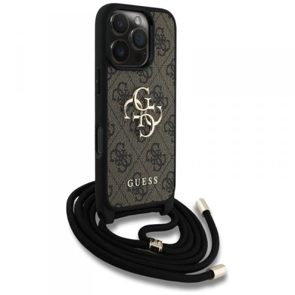 Etui Guess 4G Big Logo Cord Stap         Crossbody do iPhone 16 Pro brązowy