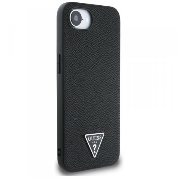 Etui Guess Grained Triangle MagSafe do   iPhone 16e czarny