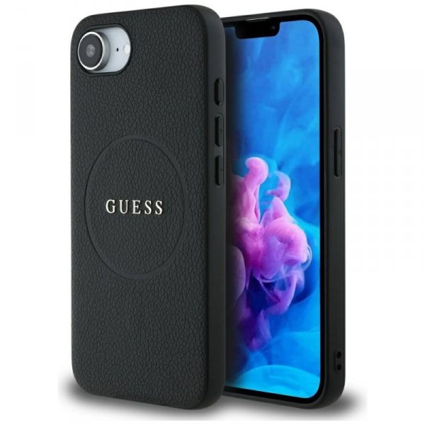 Etui Guess Grained Ring MagSafe do       iPhone 16e czarny