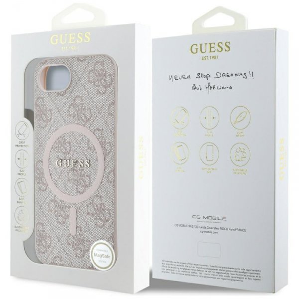 Etui Guess 4G Ring Classic Logo MagSafe  do iPhone 16e różowy