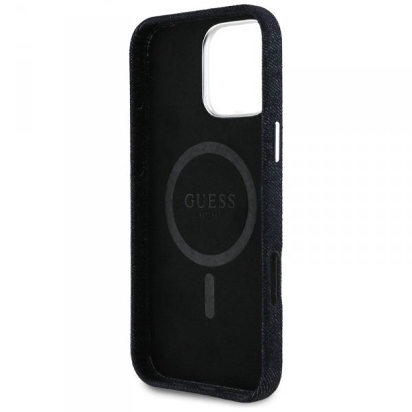 Etui Guess Denim Triangle Logo MagSafe   do iPhone 16 Pro Max czarny