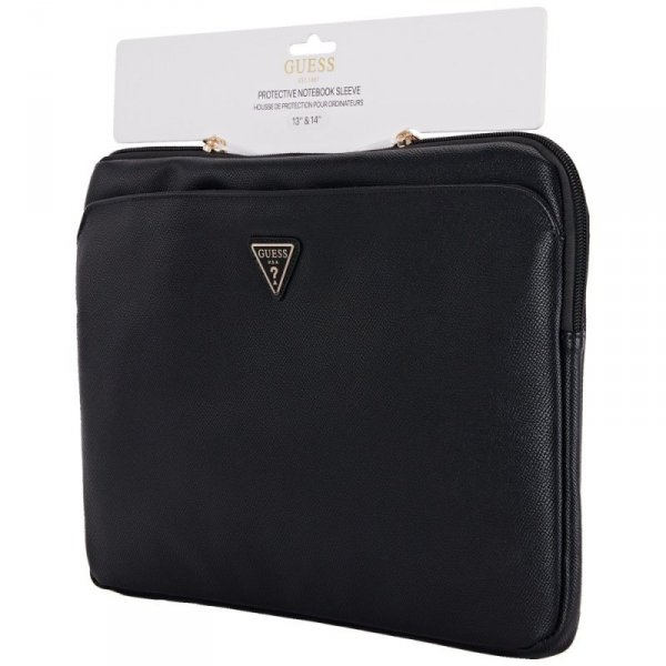 Torba Guess Sleeve 14&quot; Grained Zipper    Pocket Triangle Logo czarny