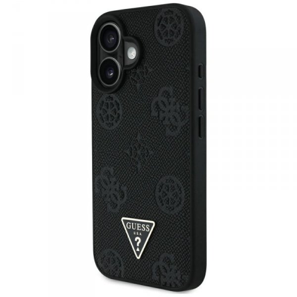 Etui Guess Grained Hot Stamp Peony       Triangle Logo MagSafe do iPhone 16 czarny