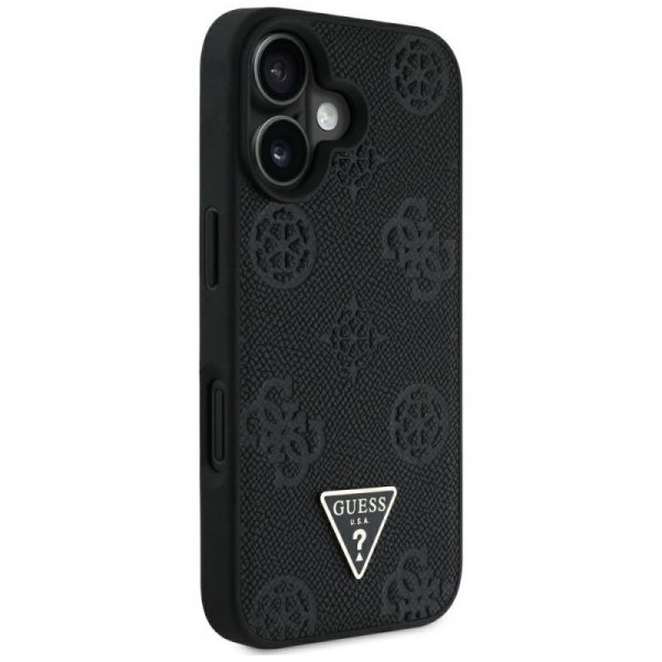 Etui Guess Grained Hot Stamp Peony       Triangle Logo MagSafe do iPhone 16 czarny