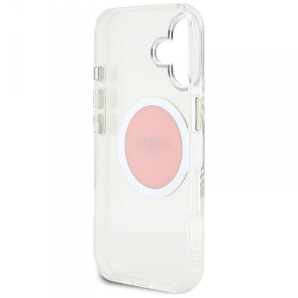 Etui Guess IML Metal Colored Circle      Classic Logo MagSafe do iPhone 16 różowy