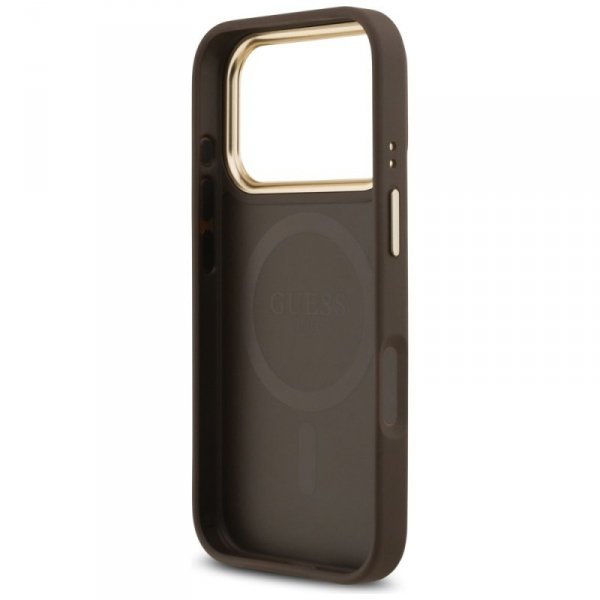 Etui Guess 4G Strass Logo MagSafe do     iPhone 17 Pro brązowy