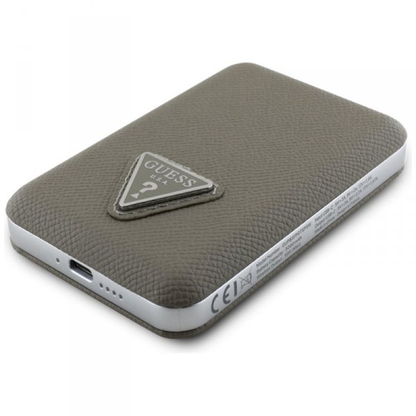 Powerbank indukcyjny Guess Grained       Triangle 5000mAh 15W USB-C MagSafe brązowy