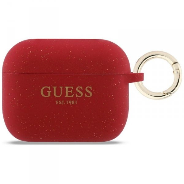 Etui Guess Silicone Glitter Ring do      AirPods Pro 3 fuksja
