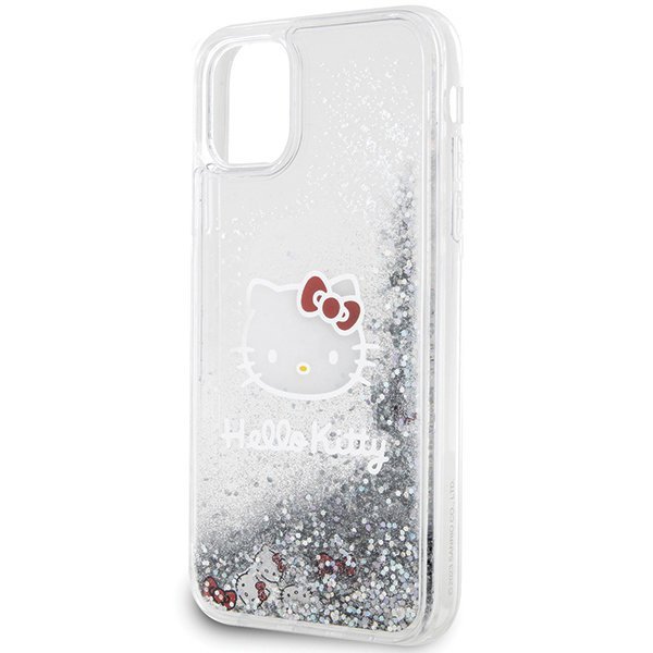 Hello Kitty HKHCN61LIKHET iPhone 11 / Xr 6.1&quot; srebrny/silver hardcase Liquid Glitter Charms Kitty Head