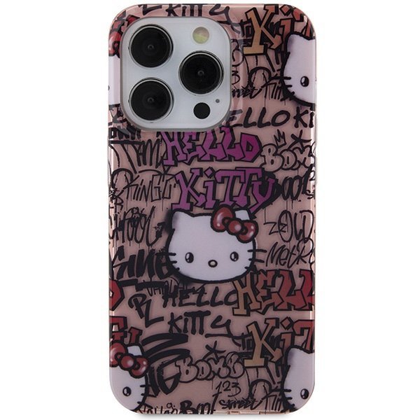 Hello Kitty HKHCP15LHDGPTP iPhone 15 Pro 6.1&quot; różowy/pink hardcase IML Tags Graffiti
