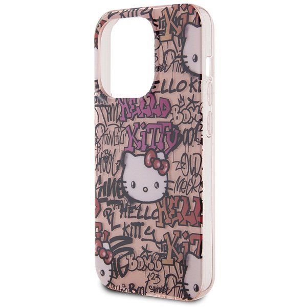 Hello Kitty HKHCP15LHDGPTP iPhone 15 Pro 6.1&quot; różowy/pink hardcase IML Tags Graffiti
