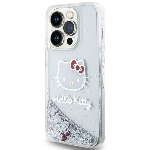 Hello Kitty HKHCP14LLIKHET iPhone 14 Pro 6.1&quot; srebrny/silver hardcase Liquid Glitter Charms Kitty Head