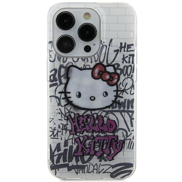 Hello Kitty HKHCP15SHDGPHT iPhone 15 / 14 / 13 6.1&quot; biały/white hardcase IML Kitty On Bricks Graffiti