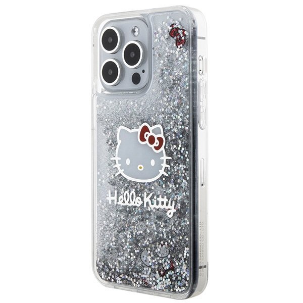 Hello Kitty HKHCP15XLIKHET iPhone 15 Pro Max 6.7&quot; srebrny/silver hardcase Liquid Glitter Charms Kitty Head