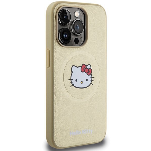 Hello Kitty HKHMP14XPGHCKD iPhone 14 ProMax 6.7&quot; złoty/gold hardcase Leather Kitty Head MagSafe