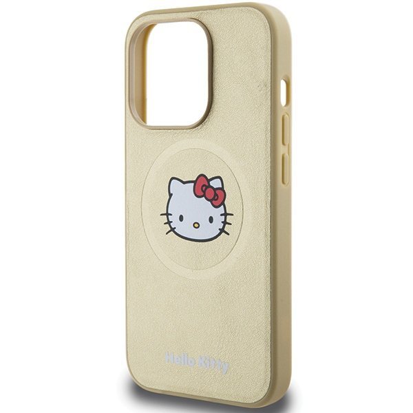 Hello Kitty HKHMP14XPGHCKD iPhone 14 ProMax 6.7&quot; złoty/gold hardcase Leather Kitty Head MagSafe