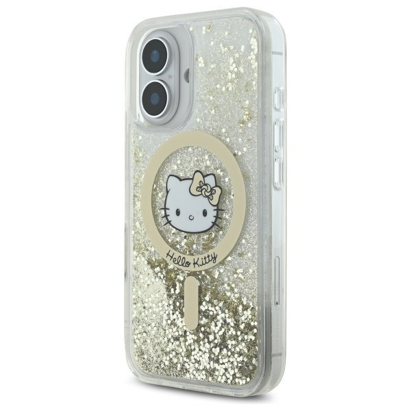 Hello Kitty HKHMP16SLGDIH iPhone 16 6.1&quot; biały złoty/white gold hardcase Liquid Glitter Fever MagSafe