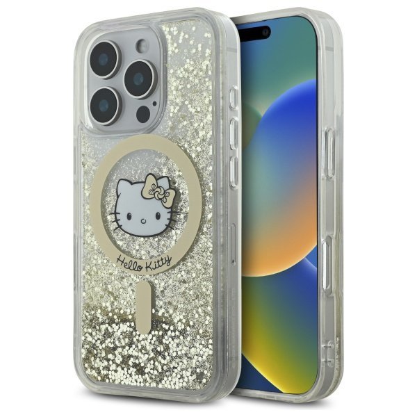 Hello Kitty HKHMP16XLGDIH iPhone 16 Pro  Max 6.9&quot; biały złoty/white gold hardcase Liquid Glitter Fever MagSafe