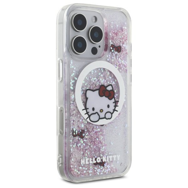 Hello Kitty HKHMP16LLSWKH iPhone 16 Pro  6.3&quot; biały/white hardcase Liquid Glitter Sweet Kitty Bows MagSafe