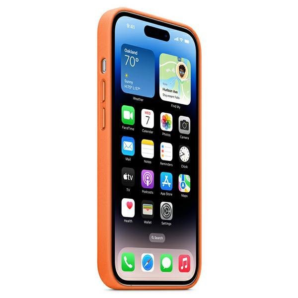 Etui Apple MPPR3ZM/A iPhone 14 Pro Max 6,7&quot; pomarańczowy/orange Leather Case MagSafe