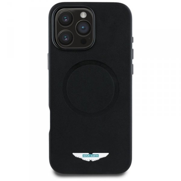 Etui Aston Martin HC FW Logo do iPhone   16 Pro MagSafe czarny