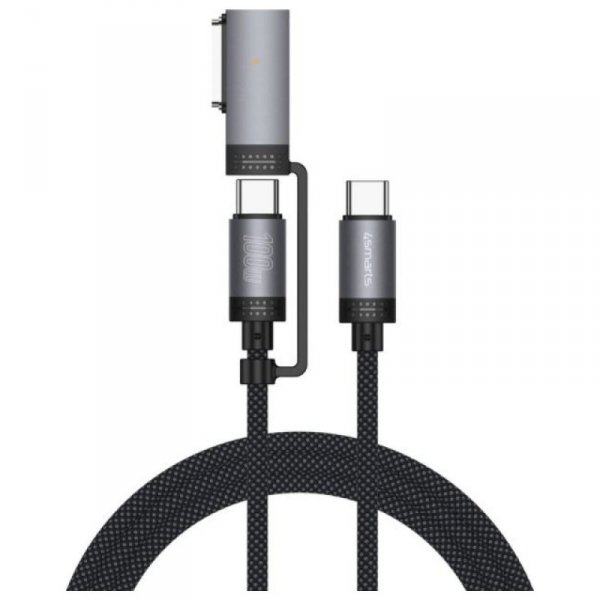 Kabel USB-C 4smarts Explorer ComboCord   100W 2m z adapterem MagSafe czarny