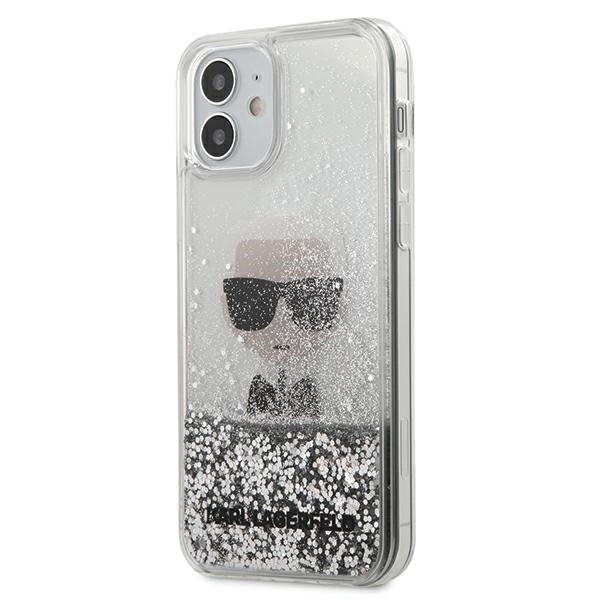 Karl Lagerfeld KLHCP12SGLIKSL iPhone 12 mini 5,4&quot; srebrny/silver hardcase Ikonik Liquid Glitter