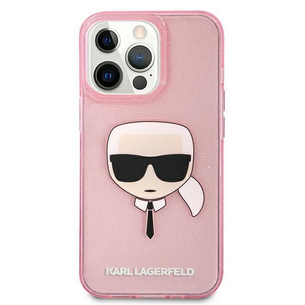Karl Lagerfeld KLHCP13XKHTUGLP iPhone 13Pro Max 6,7&quot; różowy/pink hardcase Glitter Karl`s Head