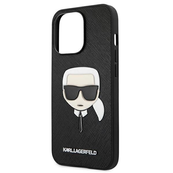 Karl Lagerfeld KLHCP13LSAKHBK iPhone 13 Pro / 13 6,1&quot; czarny/black hardcase Saffiano Ikonik Karl`s Head