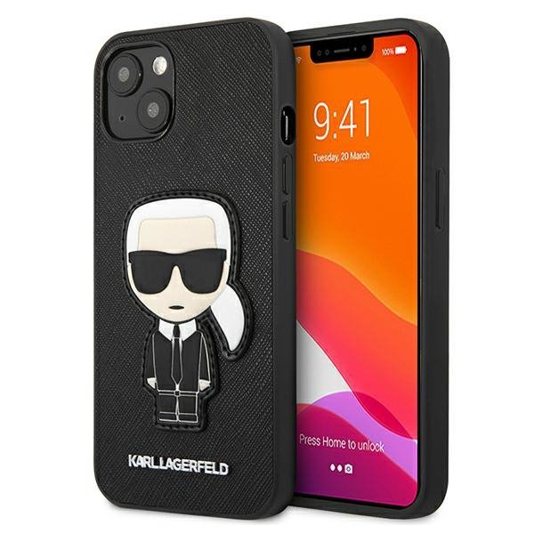 Karl Lagerfeld KLHCP13SOKPK iPhone 13mini 5,4&quot; czarny/black hardcase Saffiano Ikonik Karl`s Patch