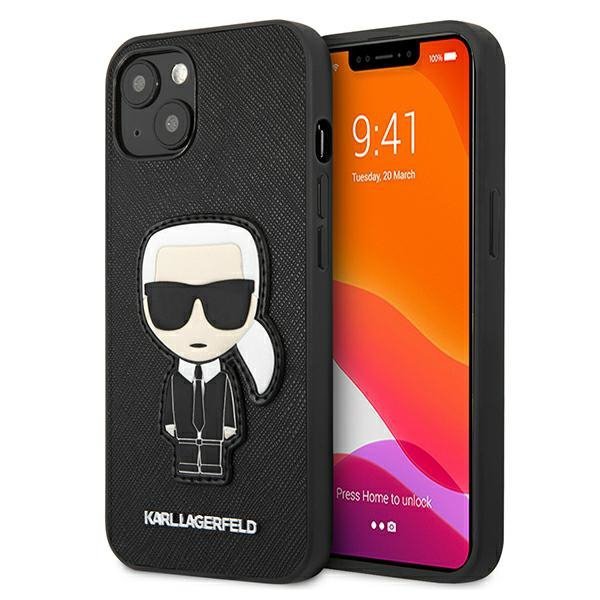 Karl Lagerfeld KLHCP13SOKPK iPhone 13 mini 5,4&quot; czarny/black hardcase Saffiano Ikonik Karl`s Patch