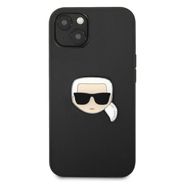 Karl Lagerfeld KLHCP13SPKMK iPhone 13mini 5,4&quot; czarny/black hardcase Leather Ikonik Karl`s Head Metal