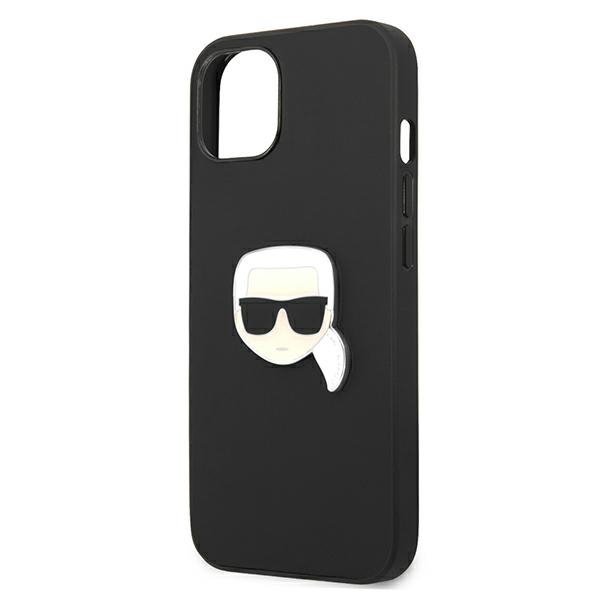 Karl Lagerfeld KLHCP13SPKMK iPhone 13mini 5,4&quot; czarny/black hardcase Leather Ikonik Karl`s Head Metal