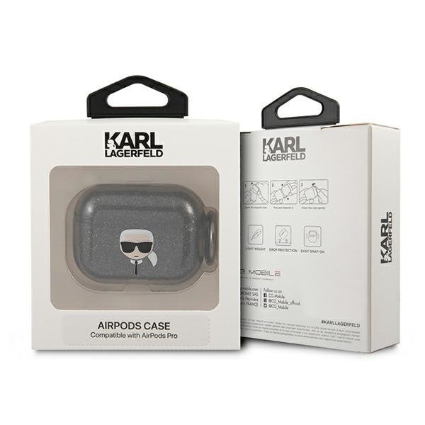 Karl Lagerfeld KLAPUKHGK AirPods Pro cover czarny/black Glitter Karl`s Head