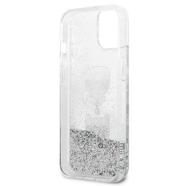 Karl Lagerfeld KLHCP13SKICGLS iPhone 13 mini 5,4&quot; srebrny/silver hardcase Liquid Glitter Karl&Choupette Head