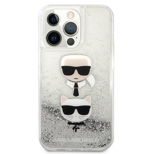 Karl Lagerfeld KLHCP13LKICGLS iPhone 13Pro / 13 6,1&quot; srebrny/silver hardcase Liquid Glitter Karl&Choupette Head