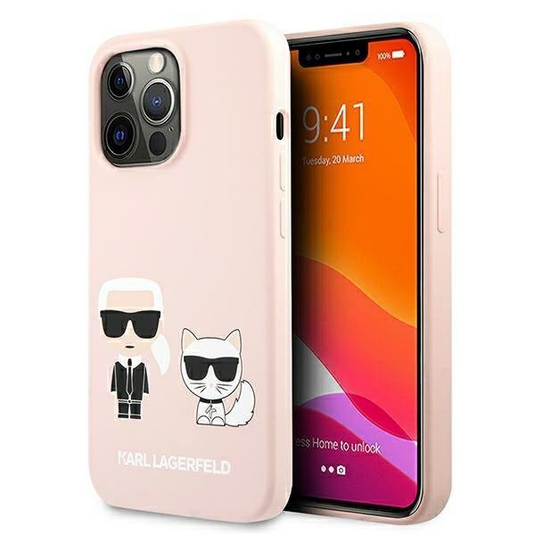 Karl Lagerfeld KLHMP13XSSKCI iPhone 13 Pro Max 6,7&quot; hardcase jasnoróżowy/light pink Silicone Ikonik Karl & Choupette Magsaf