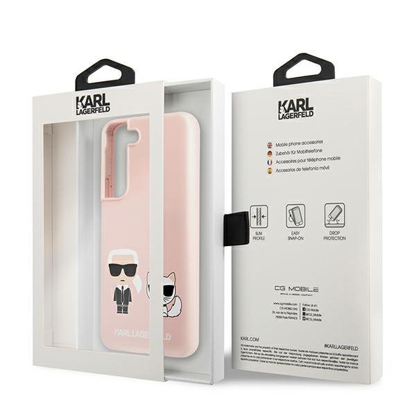 Karl Lagerfeld KLHCS22MSSKCI S22+ S906hardcase jasno różowy/light pink Silicone Ikonik Karl & Choupette