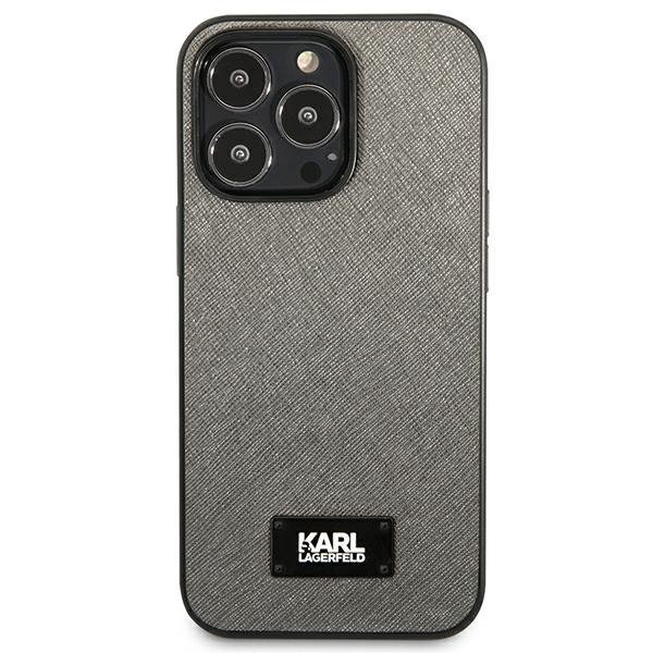 Karl Lagerfeld KLHCP13XSFMP2DG iPhone 13 Pro Max 6,7&quot; hardcase srebrny/silver Saffiano Plaque